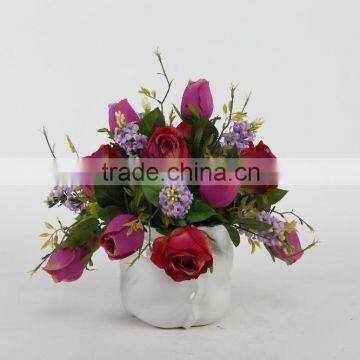 Hot selling nice handmade artificial flower rose bouquet arrangements for hotel, home decor