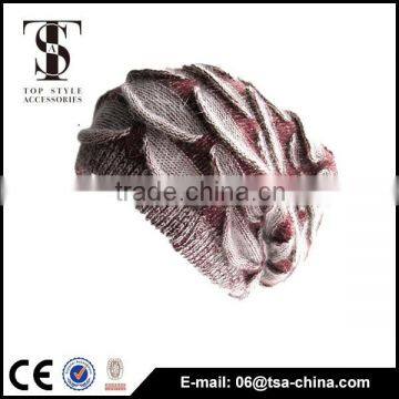 two color new design ribbed knit beanie cap