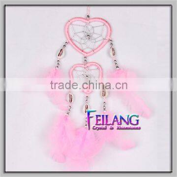 Double Love Heart Dream Catchers With Feathers Wall or Car Hanging Ornament Dceor photo-4