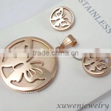 natural shell rose gold color stainless steel jewelry sets for woman