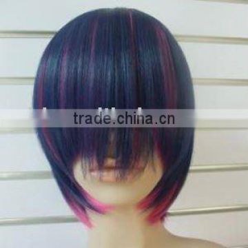 dark purple mixed color synthetic fiber cosplay wig