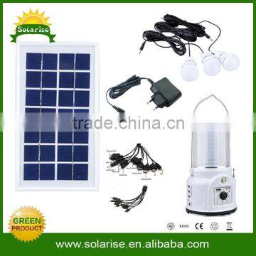 rechargeable torch and solar power lighting system with solar panel, USB, phone charger, three bulbs.