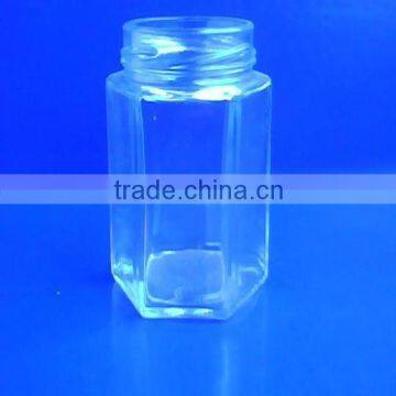 380ml hot-selling six arrises shape honey bee glass jar