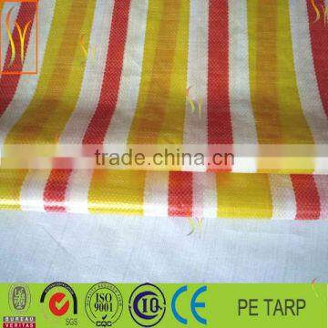 red/white/yellow stripe color PE tarpaulin/100% pure good quality PE tent tarps truck tarps