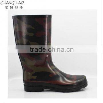 2016 new style Women 's fashion rubber rain boot with camouflage printed simple fashion boot