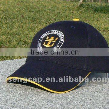 black 100% cotton brushed long brim golf cap with 3D embroidery logo