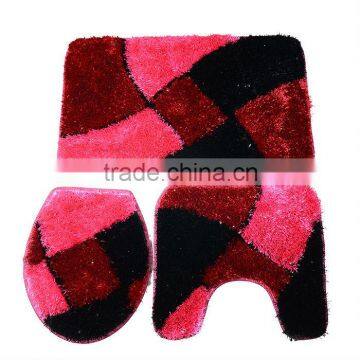 bath mat 3pcs 100% polyester carpet / toilet rug shaggy carpet