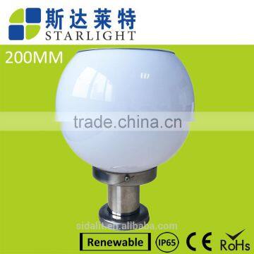 2016 white 20cm round/circle multiple-function stainless steel pedestal solar pillar light