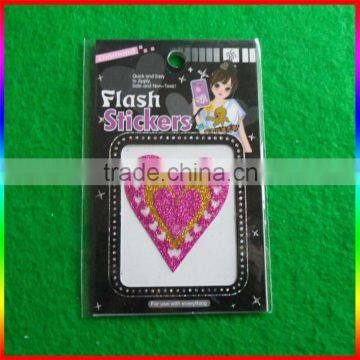 red heart designs glitter powder sticker for kids