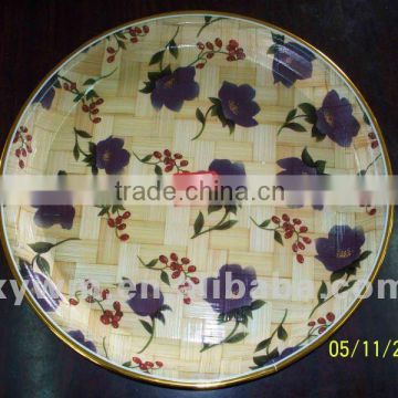 Decorative bamboo dessert plate woven plate