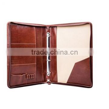 Boshiho vintage oil waxy cowhide PU leather portfolio organizer