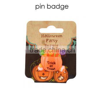 halloween trick or treat pumpkin pin badge