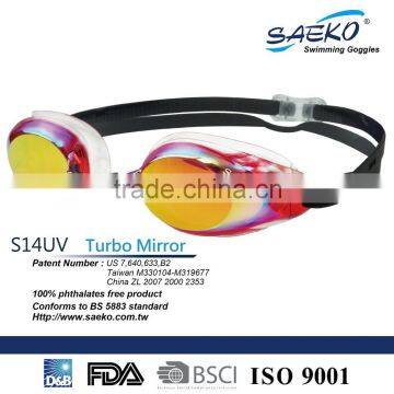 Racing Mirror -Humanize Mirrored Lens Swim Goggles Adjustable Nose Bridge Anti-Fog Swimming Goggles photo-4