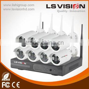 LS VISION 8CH 2.4G Wireless Wifi NVR Kit Camera CCTV Outdoor 960P