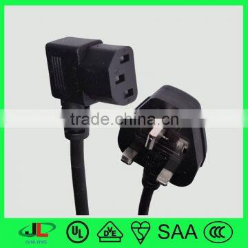 13A 250V UK style plug moulded BS 3 pin power cord extension cord