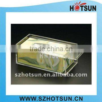 acrylic napkin box with sliding closure lid