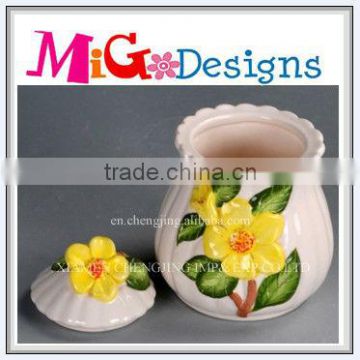 Hand Painted OEM Craft Customized Flower Ceramic Candy Jar