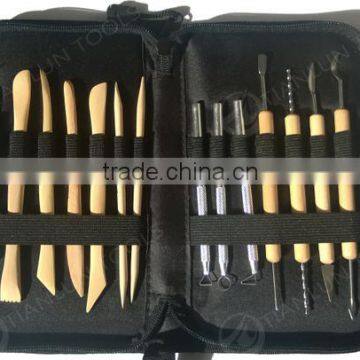 Zipper Bag Pack Wooden Modeling Clay Tool Set for Sculpting photo-5