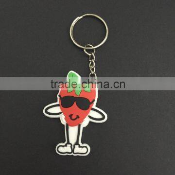 two sheets Fruit shape soft pvc keychain with custom logo