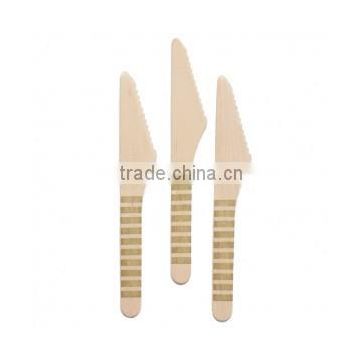 Wholesale YIWU PARTYSUPPLIER Gold Striped Wooden Knives 16cm Pack of 12