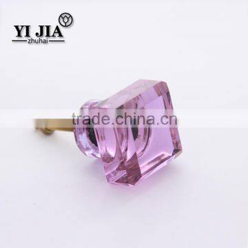 33 mm pink color square furniture hardware crystal knob