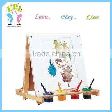 Bentwood material double-side kids painting table wooden easel