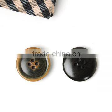 Fancy 4 Holes Burnt Black Natural Corozo(Ivory)Nut Suit Button