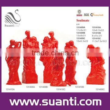 2015 new design red resin wedding couple figure statue