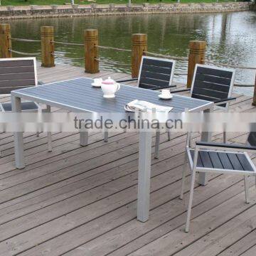 aluminum frame plastic wood dining table and chair garden furniture