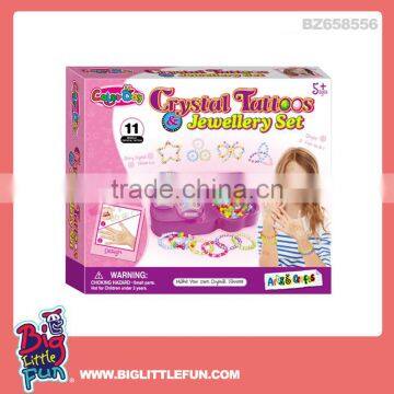 Crystal glitter tattoo kit toy with bead bracelet