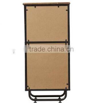 Industrial Metal Frame Wood Top Bookcase With Fluted Doors photo-3