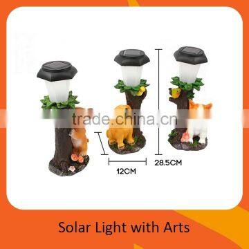 Polyresin Solar Powered Dogs Animal Shaped Garden Light With 1 Bright White LED