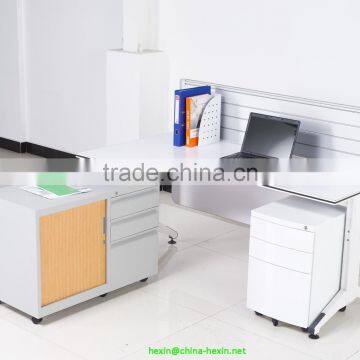 Adjustable Wooden Top Tambour Door Filing Cabinet Side Return Table photo-3