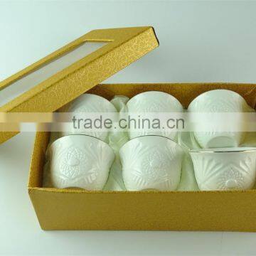 high quality White ceramic tea cup sets, 6 pcs/set,with color box paking.