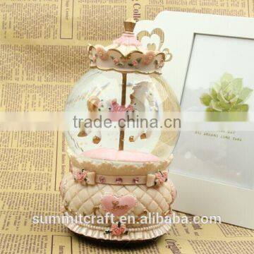 Resin Music Romantic Wedding Horse Snow Globes Carousel Snow Globe photo-2