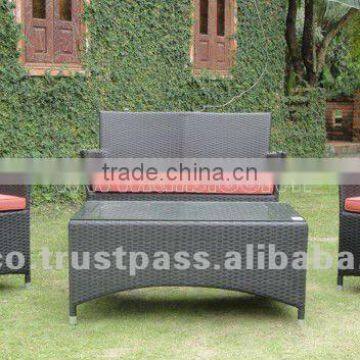 Rattan sofa and table and stool