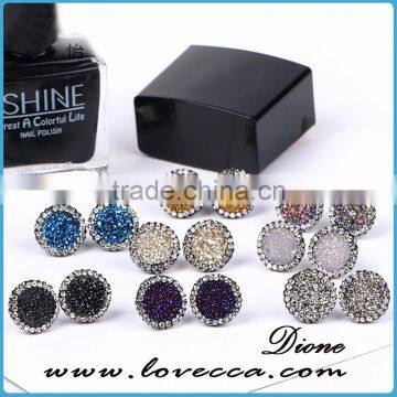 Simple Gold Earring Designs Natural Stone Druzy Earrings photo-4