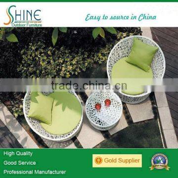 white garden furniture rattan round sofa bed set, egg chair C916-1