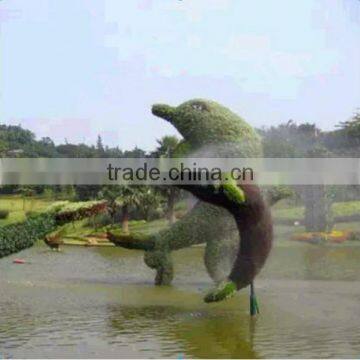 artificial fake grass animal shape fish animal topiary plants park decoration