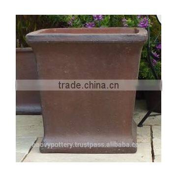 Tapered Square Dark Clay Planter, Set of 3.