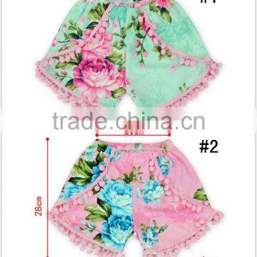 Wholesale Girls And Womens Pom Pom Shorts Summer Fashion Floral Print Shorts photo-2