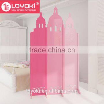 New Design Castle Shape Room Divider Mdf Wood With Carving Flower 3 Panel ROOM DIVIDER photo-2