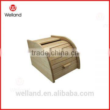 wooden bread box with rolling top