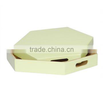 Hexagon Colored Lacquer Serving Tray, Spun Bamboo Tray photo-4