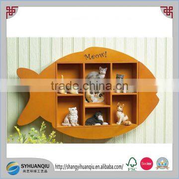 Wooden Fish Shaped Shadow Box Wall Display Shelf-cn