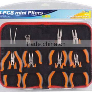 8PCS european type mini pliers set(4.5"combination pliers/4.5"diagonal pliers/4.5" end cutting nippers/4.5"flat nose pliers/4.5"