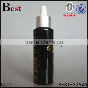 50ml Cosmetic Essence Perfume Screen Printing Logo Black Glass Bottle Silver Aluminum Dropper Bottle Glass China Suppliers photo-3