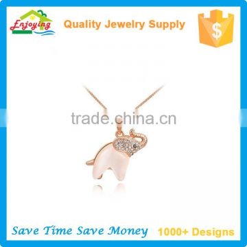 Cute small copper elephant pendant opal necklace for anniversary wedding