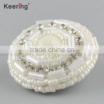 Wholesale Custom White Beaded Rhinestone Buttons for Clothing WBKA-294 photo-2