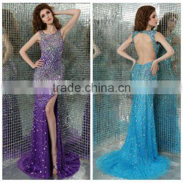 2015 sexy revealing crystal beaded sheath nude evening dress